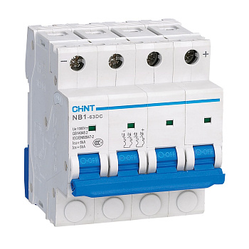 CHINT Автоматический выключатель NB1-63DC 4P 1A 6кА х-ка C 1000В DC (R) 182727