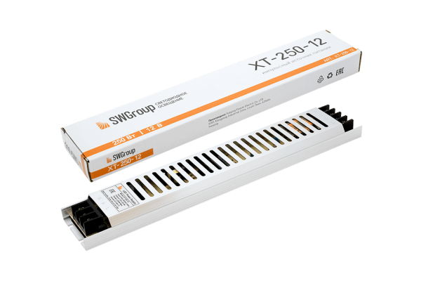 SWG Ультратонкий блок питания в металлическом корпусе, IP20, 250W, 12V XT-250-12