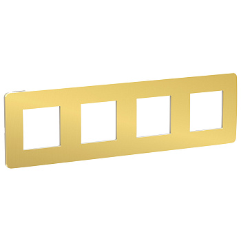 SE Unica Studio Золото/Бежевая Рамка 4-ная NU280860