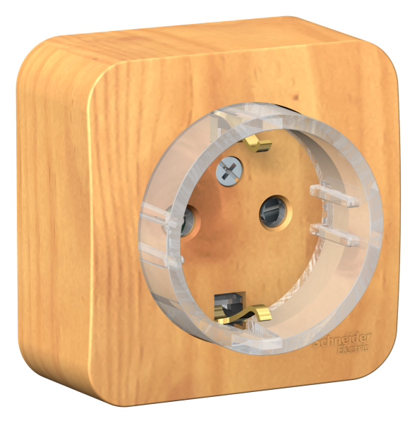 Купить Systeme Electric Blanca наруж Ясень Розетка с/з со шторками, (тонкая), 16А, 250В