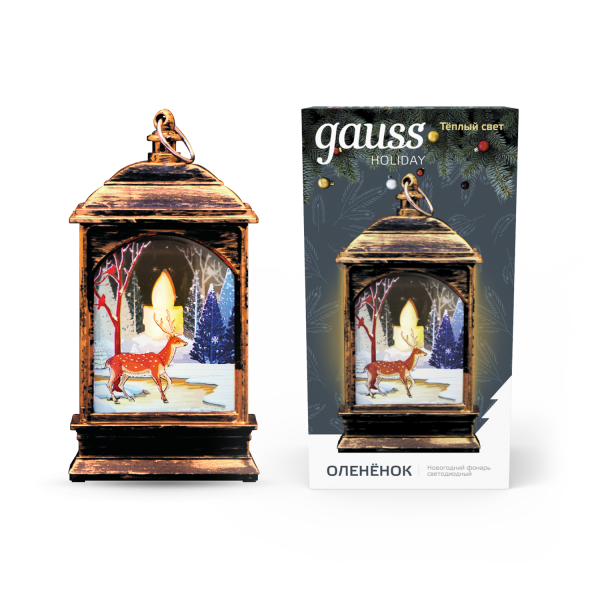Gauss Фонарь новогодний светодиодный "Олененок" серия Holiday, ,1W, тёплый свет, бронзовый, батарейки в комплекте, HL031 Купить Gauss Фонарь новогодний светодиодный "Олененок" серия Holiday, ,1W, тёплый свет, бронзовый, батарейки в комплекте, HL031