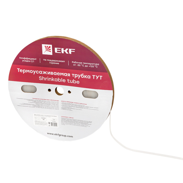 Купить EKF Термоусаживаемая трубка ТУТ 8/4 прозрачная рулон
