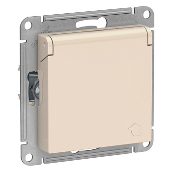 Systeme Electric AtlasDesign Беж Розетка с/з, со шторками, с крышкой, 16А, в сборе