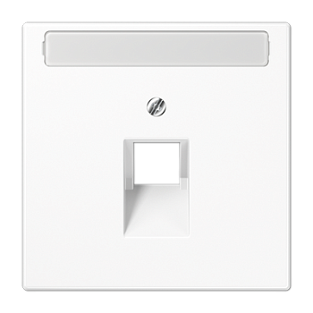 JUNG LS 990 Белая Накладка 1-ой наклонной ТЛФ/комп розетки с полем для надписи LS969-1NAUAWW