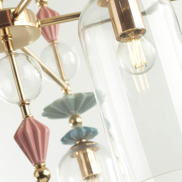 Купить Odeon Light 4855/5C CLASSIC ODL_EX21 золото/раноцветн./керамика/стекло Люстра потолочная E14 5*40W BIZET