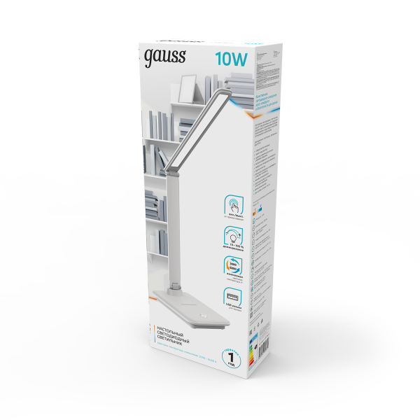 Купить Gauss Светильник настольный модель GTL202 10W 550lm 3000-6000K 170-265V белый диммируемый USB LED 1/8/32 GT2021
