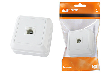TDM Розетка TФ (RJ-11) открытой установки IP20, белая "Ладога" SQ1801-0021