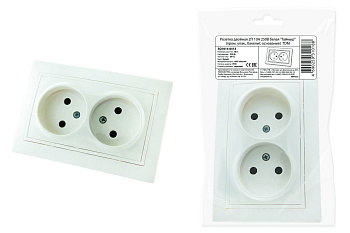 TDM Розетка двойная 2П 10А 250В белая "Таймыр" (пром. упак., бакелит. основание) SQ1814-0513