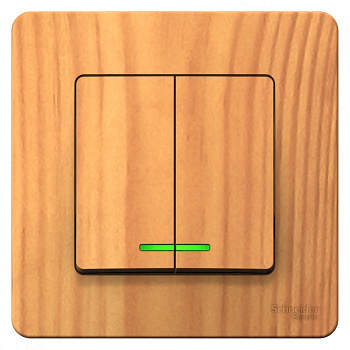 Systeme Electric Blanca внутр Ясень Выключатель 2-клавишный с подсветкой, 10А, 250B