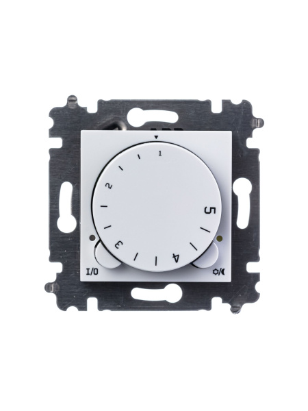 Купить ABB EPJ Levit белый / дымчатый чёрный Терморегулятор универсальный, с поворотной ручкой, 16A, белый/дымчатый чёрный 2CHH920003A6062