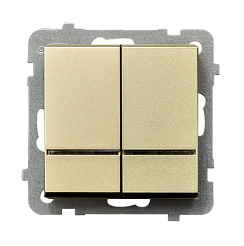 Ospel Sonata Шампанский золотой Выключатель 2-клавишный с подсветкой, без рамки ŁP-2RS/m/39