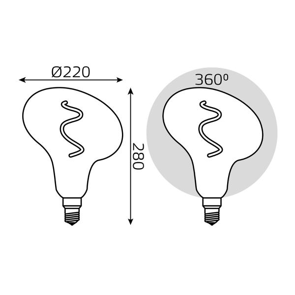 Купить Gauss Лампа Filament FD180 6W 240lm 2400К Е27 gray flexible LED 165802008