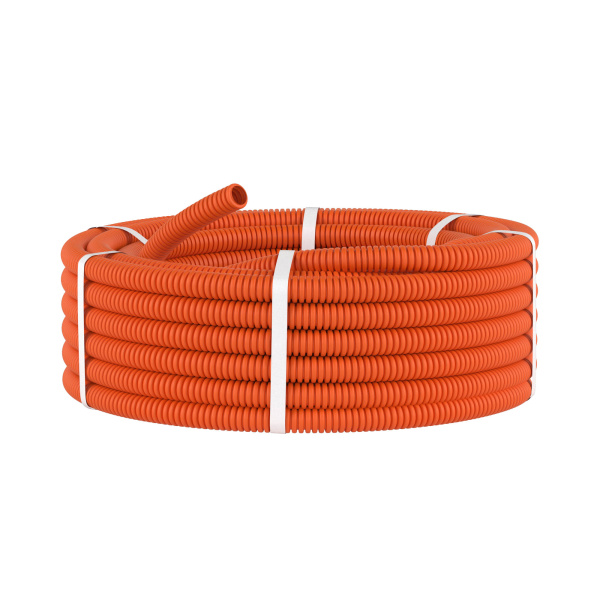 Купить DKC Труба ПНД гибкая гофр. д.50мм, лёгкая без протяжки, 15м, цвет оранжевый