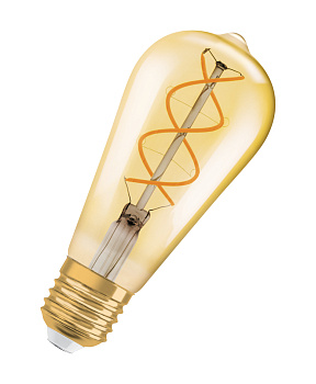 Osram Светодиодная лампа Vintage 1906 LED CL Edison,филаментная,GOLD 4,5W,золотистая,диммируемая, теплый белый свет (820), цоколь E27 4058075269965 Osram Светодиодная лампа Vintage 1906 LED CL Edison,филаментная,GOLD 4,5W,золотистая,диммируемая, теплый белый свет (820), цоколь E27 4058075269965