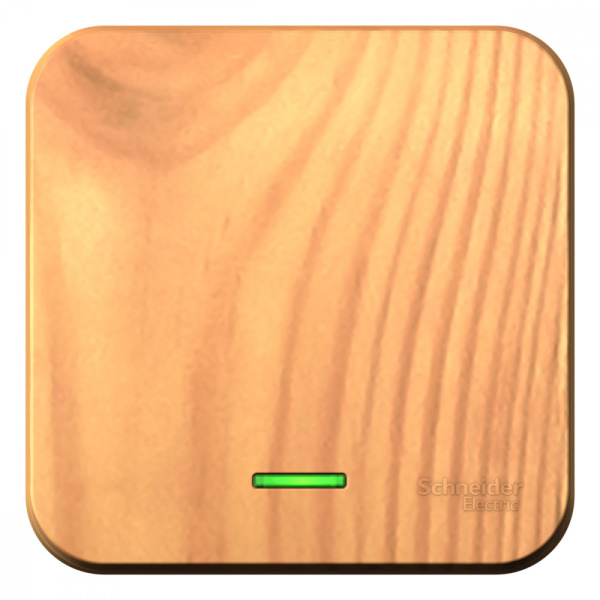 Systeme Electric Blanca наруж Ясень Переключатель 1-клавишный с подсветкой, 10А, 250B, изолир. пластина