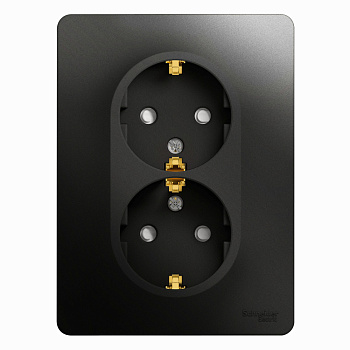 Systeme Electric Glossa Антрацит Розетка 2-ая с/з со шторками, 16А (в сборе)