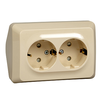 Systeme Electric Этюд наруж Крем Розетка 2-ая угловая с/з со шторками 16А 250B