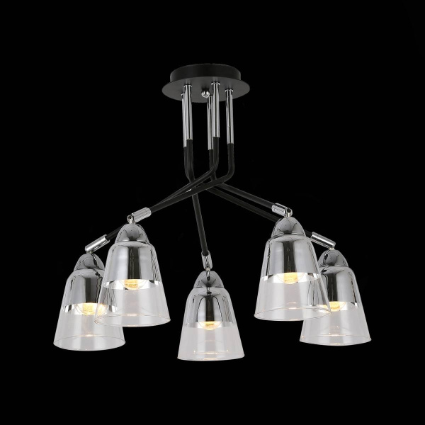 Купить Evoluce SLE102902-05 Светильник потолочный Черный, Хром/Прозрачный E27 5*40W