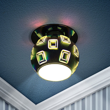 ЭРА DK88-2 Серебро/мультиколор Светильник декор "3D квадрат" G9,220V, 35W