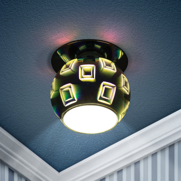 ЭРА DK88-2 Серебро/мультиколор Светильник декор "3D квадрат" G9,220V, 35W