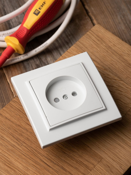 Купить EKF Basic Минск Белый Розетка б/з, со шторками, 10А, ОП