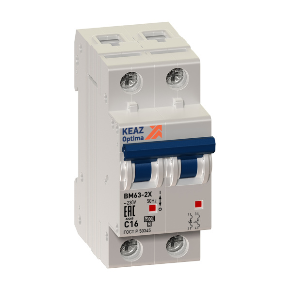 Купить КЭАЗ OptiDin BM63 Автоматический выключатель 2P 63A C 6кА AC (BM63-2C63-ОМ4-РЕГ) 233855