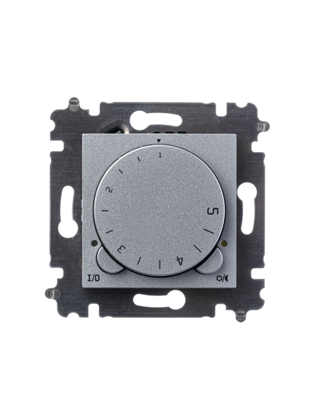 Купить ABB EPJ Levit серебро / дымчатый чёрный Терморегулятор универсальный, с поворотной ручкой, 16A, серебро/дымчатый чёрный 2CHH920003A6070