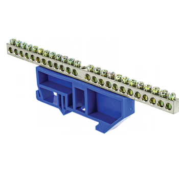 EKF PROxima Шина "0" N (6x9мм) 24 отв. цинк синий изолятор на DIN-рейку