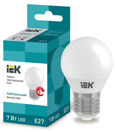 IEK Лампа светодиодная ECO G45 шар 7Вт 230В 4000К E27 LLE-G45-7-230-40-E27