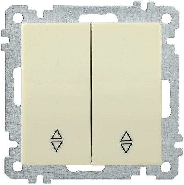 IEK ВС10-2-2-Б Выключатель двуклавишный проходной 10А BOLERO кремовый EVB22-K33-10