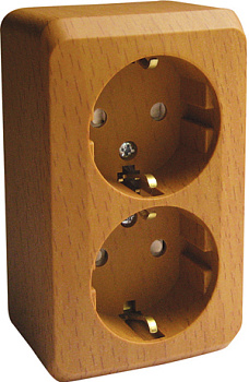 Systeme Electric Этюд наруж Дача Темный бук Розетка 2-ая с/з со шторками