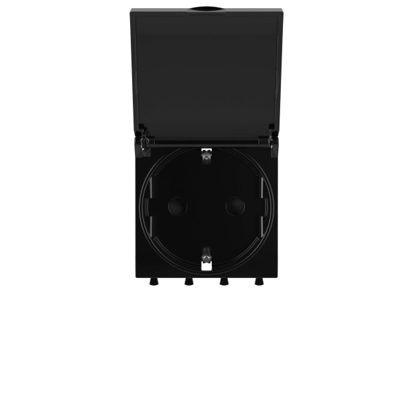 Купить DKC Розетка с крышкой модульная, 2P+E, с з/ш, "Avanti", "Черный квадрат", 2модуля