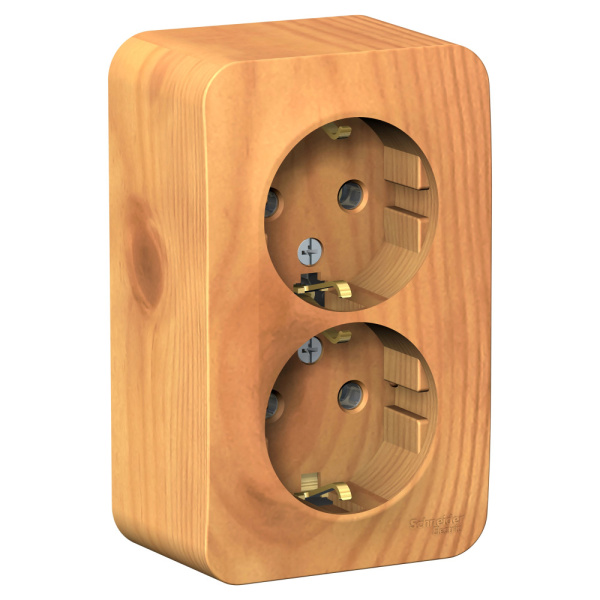 Systeme Electric Blanca наруж Ясень Розетка 2-ая с/з без шторок, 16А, 250В