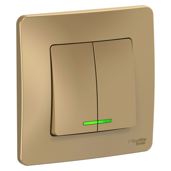 Systeme Electric Blanca внутр Титан Выключатель 2-клавишный с подсветкой, 10А, 250B