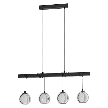 Eglo ARGALLO Подвес , 4х40W(E27), L1000, B230, H1500, сталь, черный/стекло c напылением, черный-прозрачный 39761