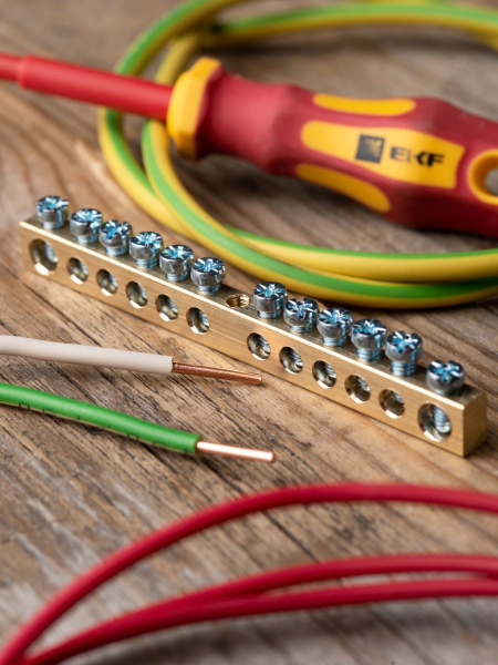 Купить EKF PROxima Шина PEN "ноль-земля" (6х9мм) 12 отверстий латунь крепеж по центру