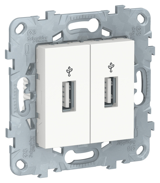 Купить SE Unica New Бел Розетка USB двойная NU542718