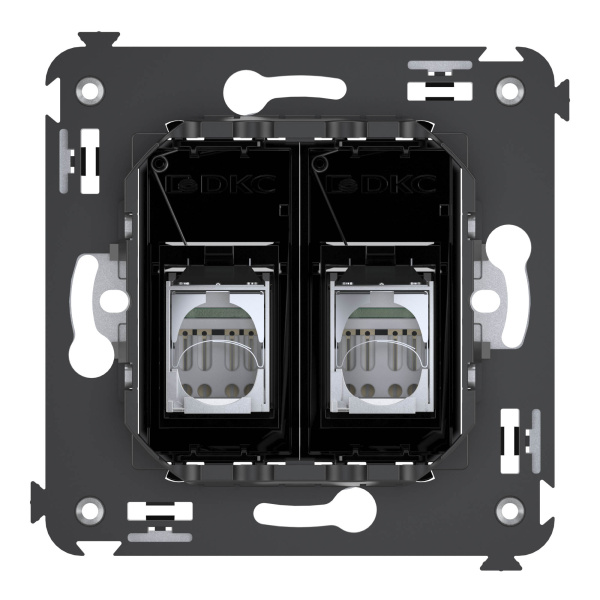 Купить DKC Компьютерная розетка RJ-45 в стену, кат.5e двойная экранированная,"Avanti", "Черный квадрат"