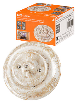 TDM Выключатель скрытой установки фарфоровый поворотный проходной с ручкой (бантик) 10А мраморный «Болон SQ1820-0113