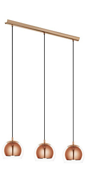 Eglo Подвес ROCAMAR 3x60W (E27), сталь, медь/стекло, прозрачный, черный кабель 94591