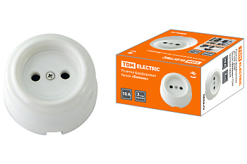 TDM Розетка фарфоровая 2П 10А 250В белая «Болонь» SQ1820-0004