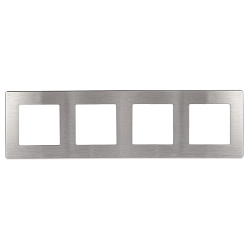 ЭРА Рамка для розеток и выключателей Серия 12 12-5104-03 на 4 поста, Сатин, алюминий