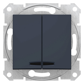 SE Sedna Графит Выключатель 2-клавишный с подсветкой 10A, 250В (cx.5а) SDN0300370