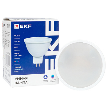 EKF Умная лампа GU5.3 Connect 4,5W WIFI RGBW