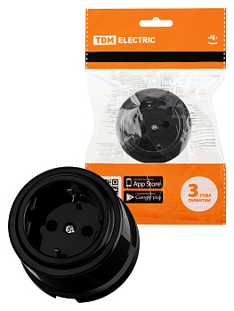 TDM Розетка 2П+З 16А 250В черная «Виви» SQ1820-1212