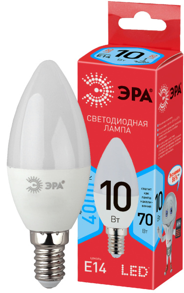ЭРА ECO LED B35-10W-840-E14 (диод, свеча, 10Вт, нейтр, E14)