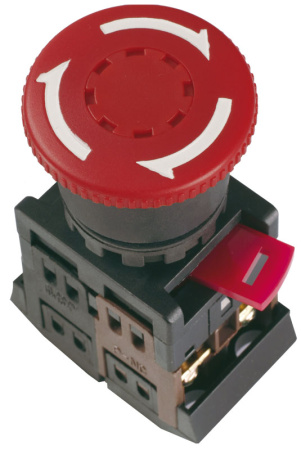 IEK Кнопка AE-22 Грибок с фиксацией красный d22мм 240В 1з+1р BBG10-AE-K04