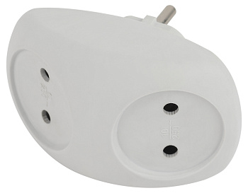 ЭРА Разветвитель электрический SPx-2-W на 2 розетки без заземления 10А белый