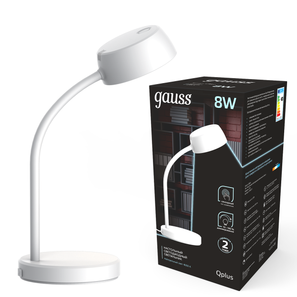 Купить Gauss Светильник настольный Qplus модель GTL601 8W 600lm 4000K 170-265V белый диммируемый LED 1/8 GT6011