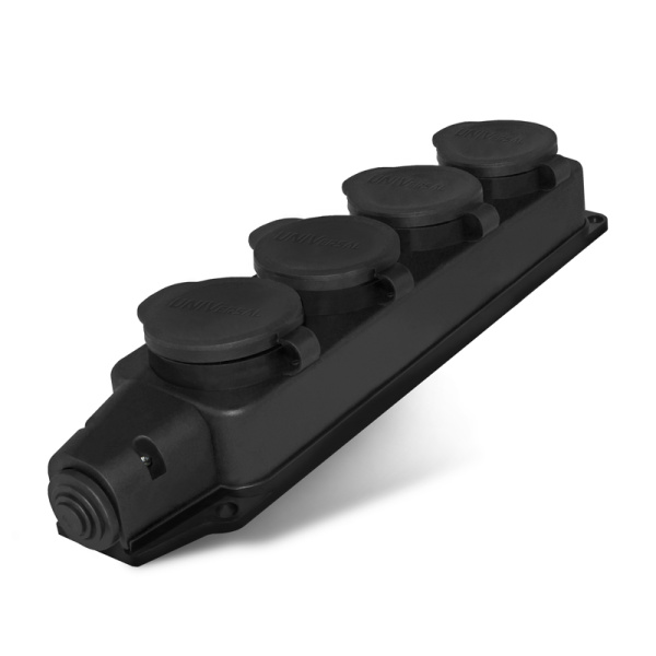 UNIVersal Колодка 4-х местная однофазная с заглушками (каучук) 1029